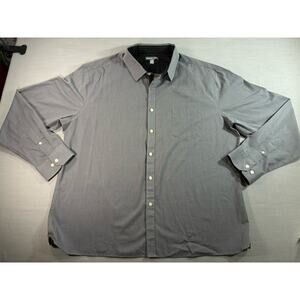 Geoffrey Beene Button Up Formal Dress Shirt Mens XXL Gray Black Long Sleeve